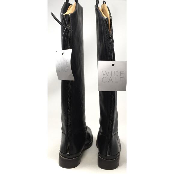 Franco Sarto Meyer Women's Sz 7 Black Wide-Calf Knee-High Leather Riding Boots - Picture 6 of 7